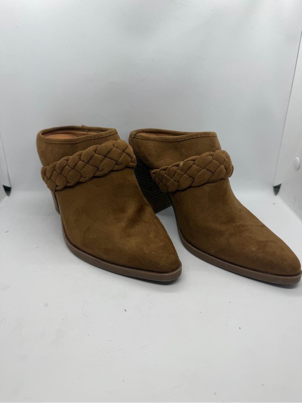 Universal Thread Brown Suede Braided Strap Mule Heels